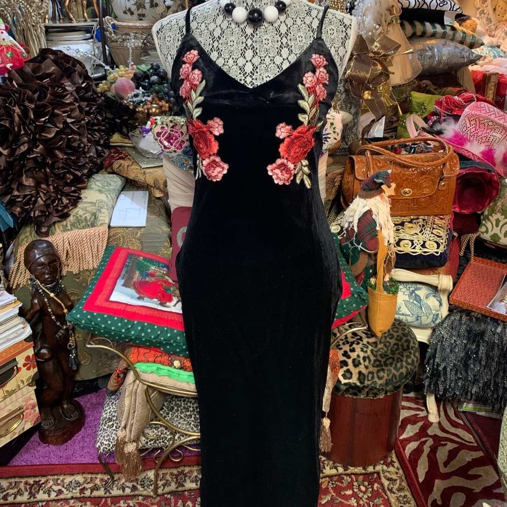 Velvet Floral Maxi Dress NWT